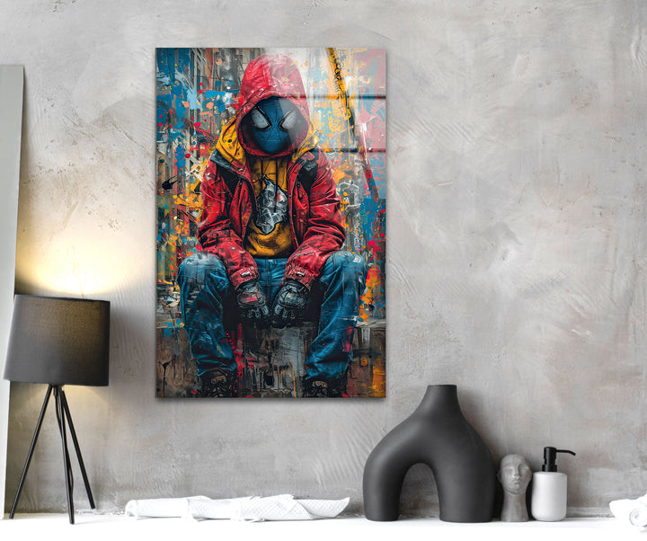 Graffiti Spider Man Glass Wall Art large glass photo prints, glass wall photos
