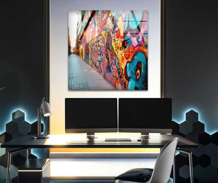 Graffiti Wall Tempered Glass Wall Art - MyPhotoStation