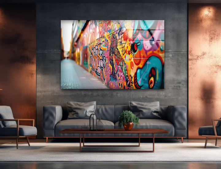 Graffiti Wall Tempered Glass Wall Art - MyPhotoStation