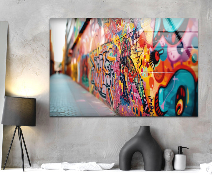 Graffiti Wall Tempered Glass Wall Art - MyPhotoStation