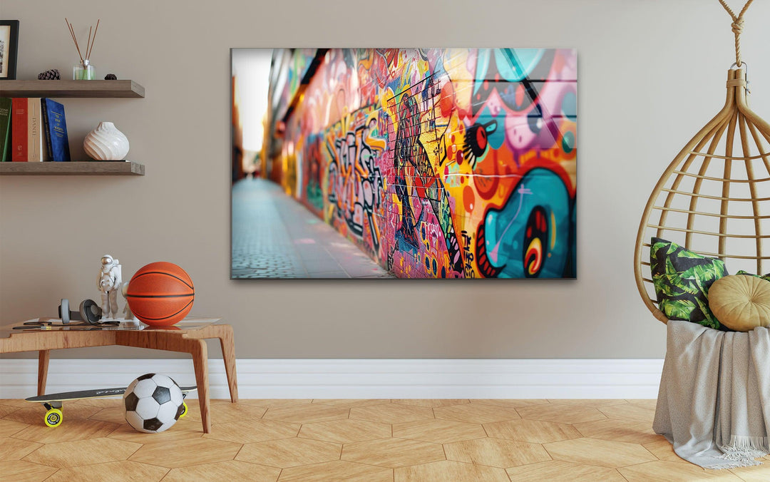 Graffiti Wall Tempered Glass Wall Art - MyPhotoStation