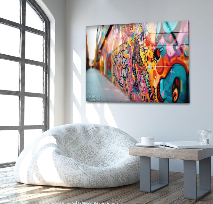 Graffiti Wall Tempered Glass Wall Art - MyPhotoStation