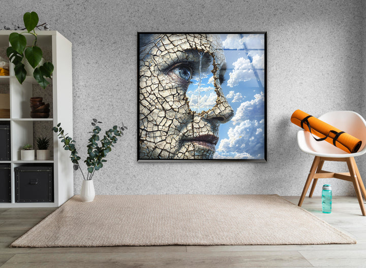 Dry and Cracked Face Glass Wall Art stained glass wall art, stained glass wall decor