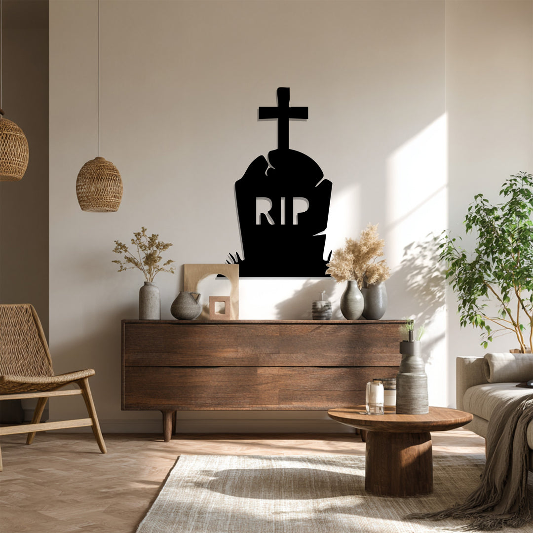RIP tombstone wall art for haunted home decoration