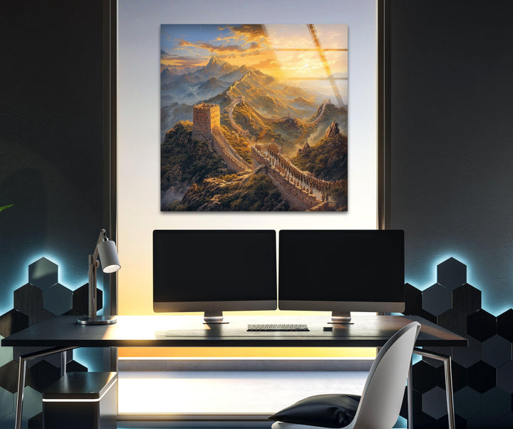 Great Wall of The China Glass Wall Art photo print on glass, prints on glass wall art
