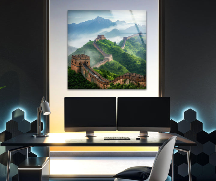 Great Wall of China Glass Wall Art photo print on glass, prints on glass wall art
