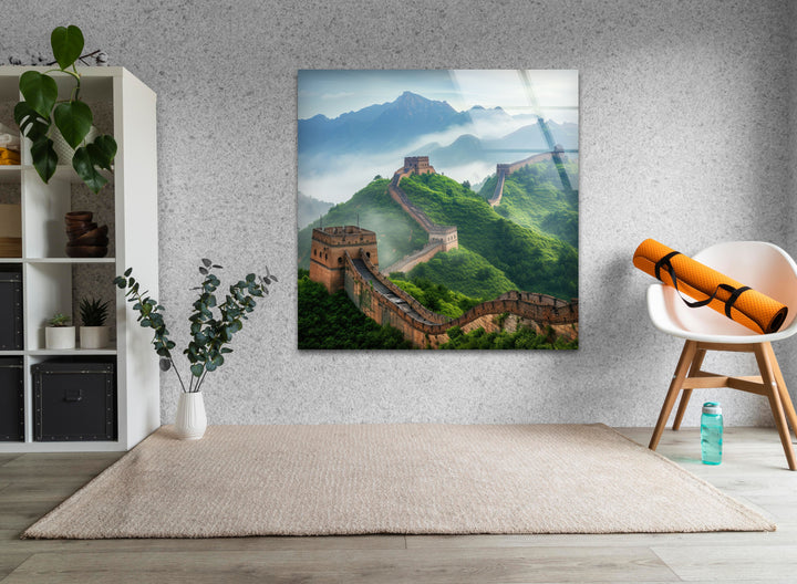 Great Wall of China Glass Wall Art custom glass pictures, glass art prints
