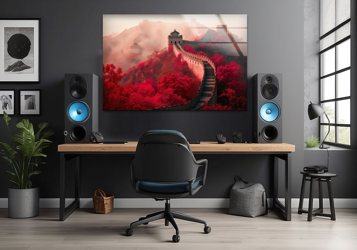 Great Wall of China Red Glass Wall Art glass photo prints, glass picture prints
