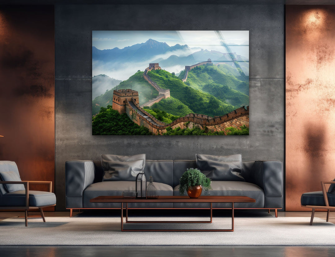 Great Wall of China Glass Wall Art custom glass photo prints, large glass prints
