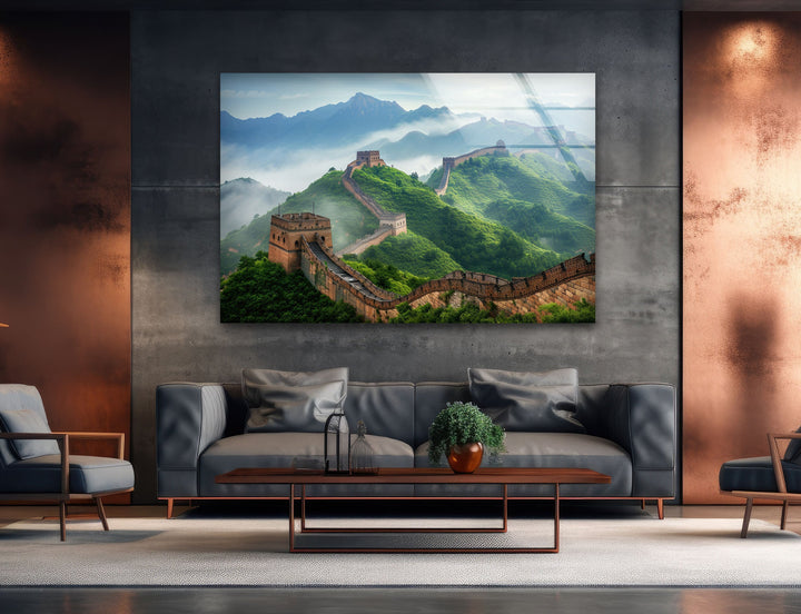 Great Wall of China Glass Wall Art custom glass photo prints, large glass prints
