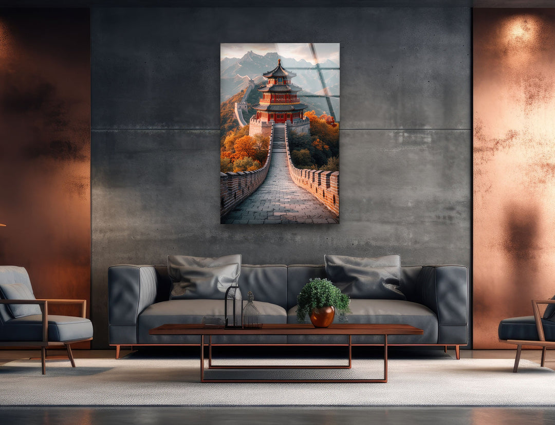 Great China Wall Glass Wall Art glass art painting, glass art for the Wall
