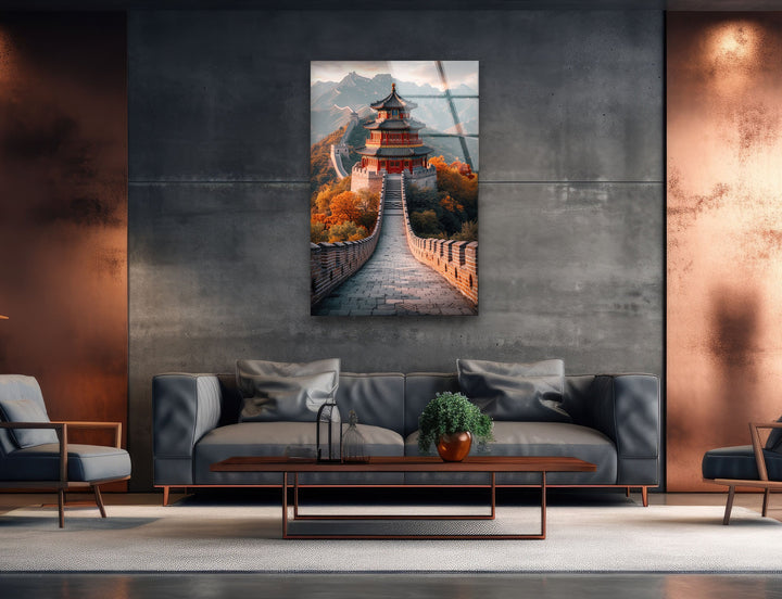 Great China Wall Glass Wall Art glass art painting, glass art for the Wall
