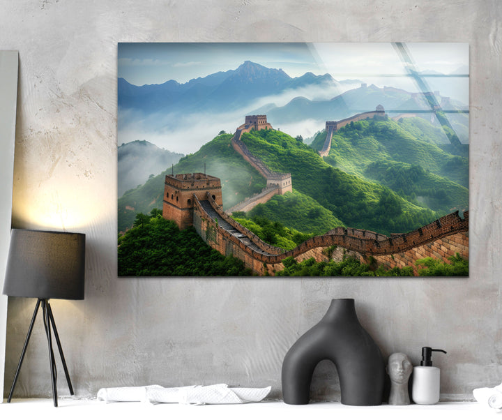 Great Wall of China Glass Wall Art picture on glass wall art, photos printed on glass
