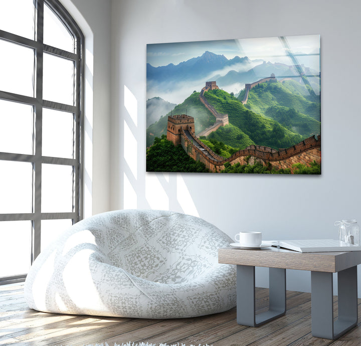 Great Wall of China Glass Wall Art print picture on glass, Tempered Glass Wall Art
