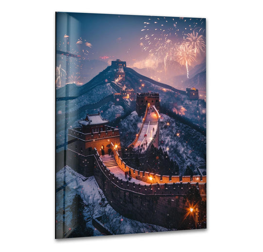 The smooth, glossy finish of this Great Wall of China glass wall art accentuates the vivid detail with stunning glass printing.