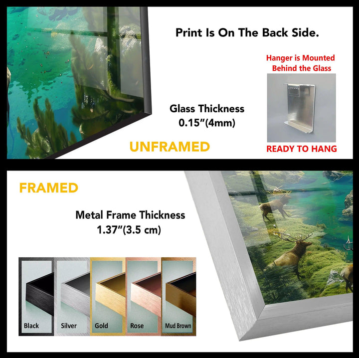 Mystical Forest Lake: A Stunning Wildlife Landscape Glass Wall Art