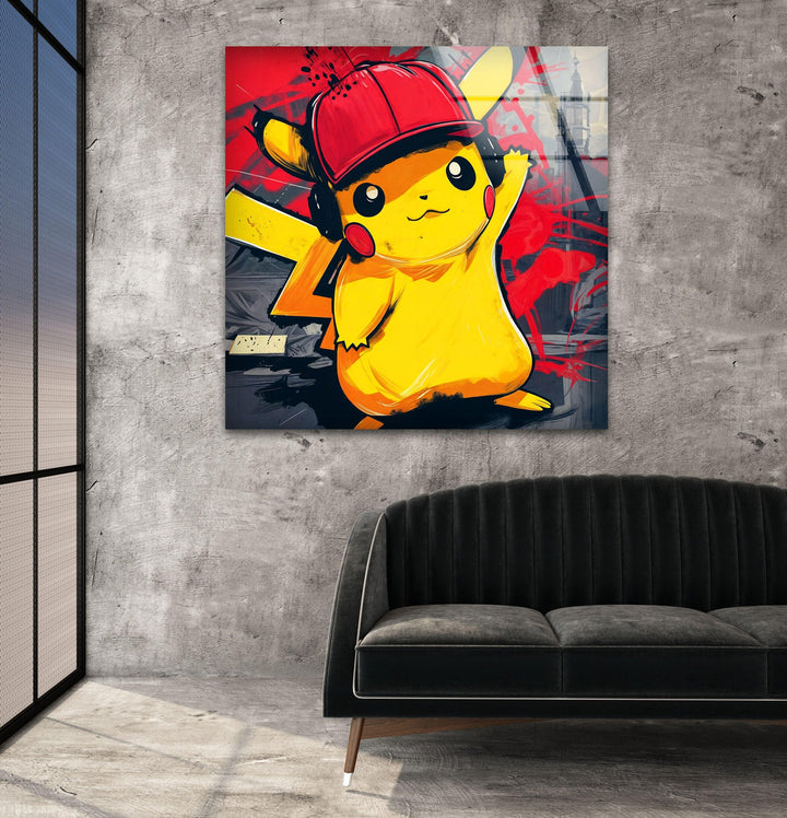 Gta Pikachu Glass Wall Art glass art painting, glass art for the Wall

