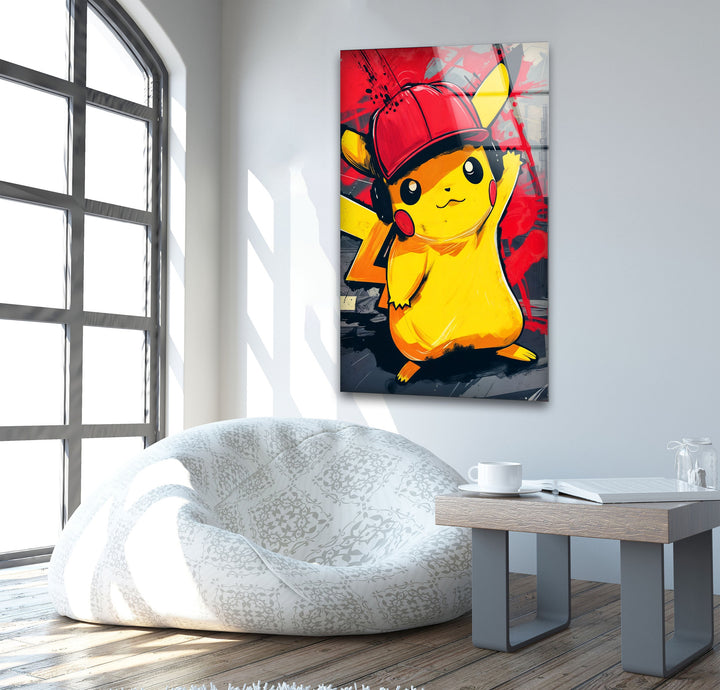 Gta Pikachu Glass Wall Art photo print on glass, prints on glass wall art
