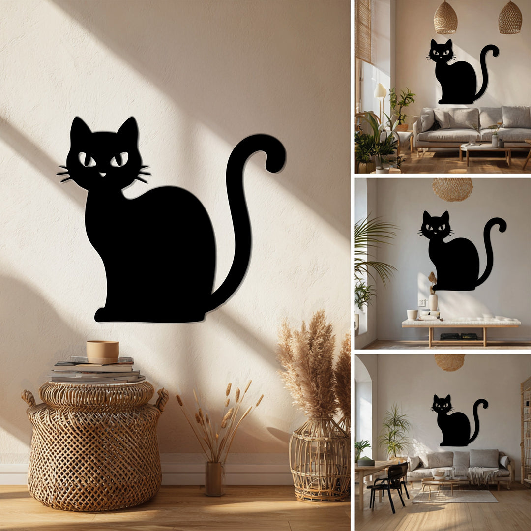 Halloween black cat wall decoration metal silhouette