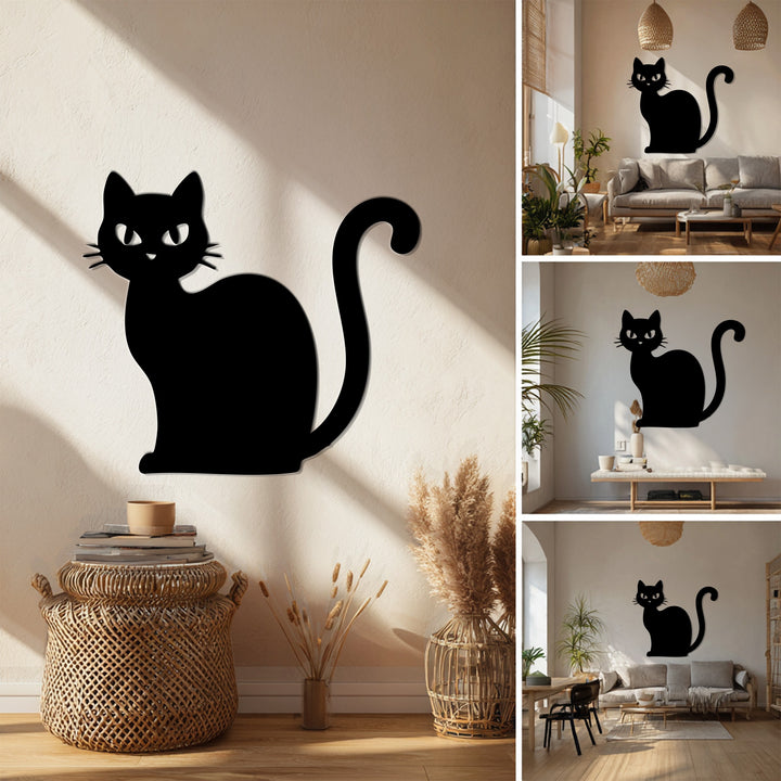 Halloween black cat wall decoration metal silhouette