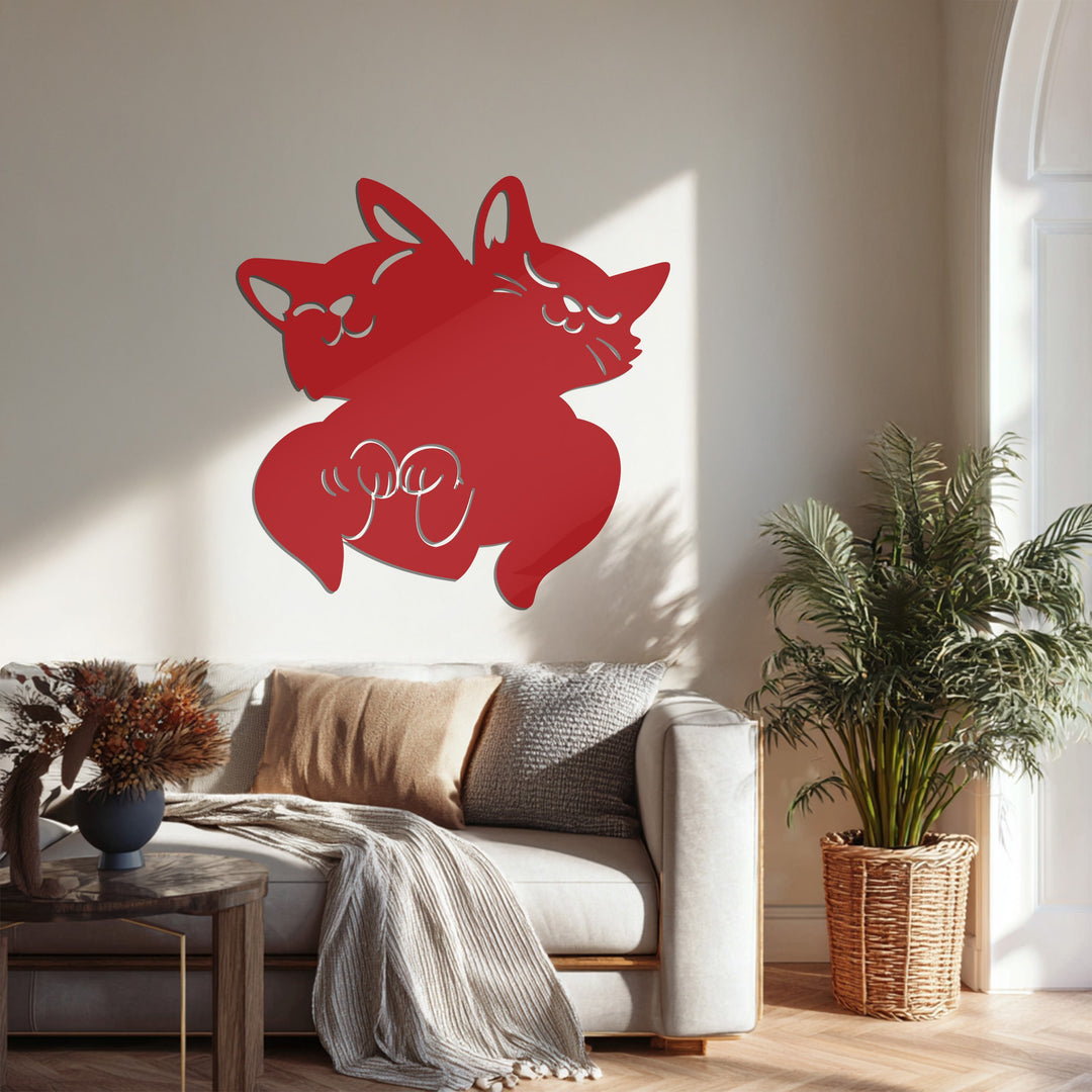 Twin cats silhouette metal wall art for Halloween interior