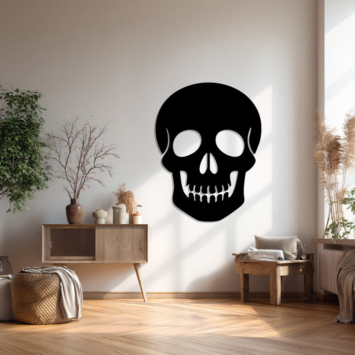 Shiny skull silhouette metal décor piece for gothic style