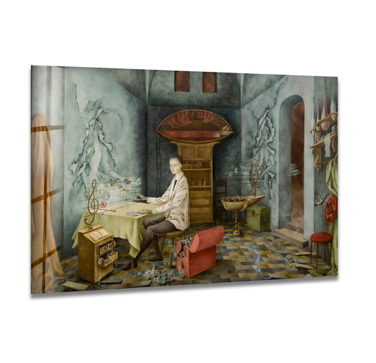 The surreal composition of Remedios Varo's Harmony features striking negative space, creating a dreamlike home decoration.