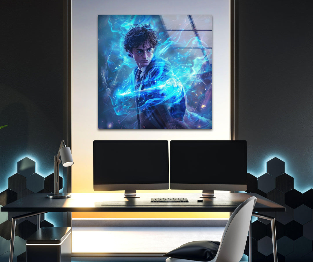 Harry Potter Lightning Glass Wall Art custom glass photo prints, large glass prints
