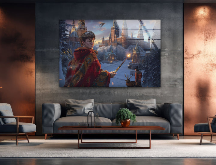 Harry Potter Hogwarts Glass Wall Art, glass art painting, glass art for the Wall