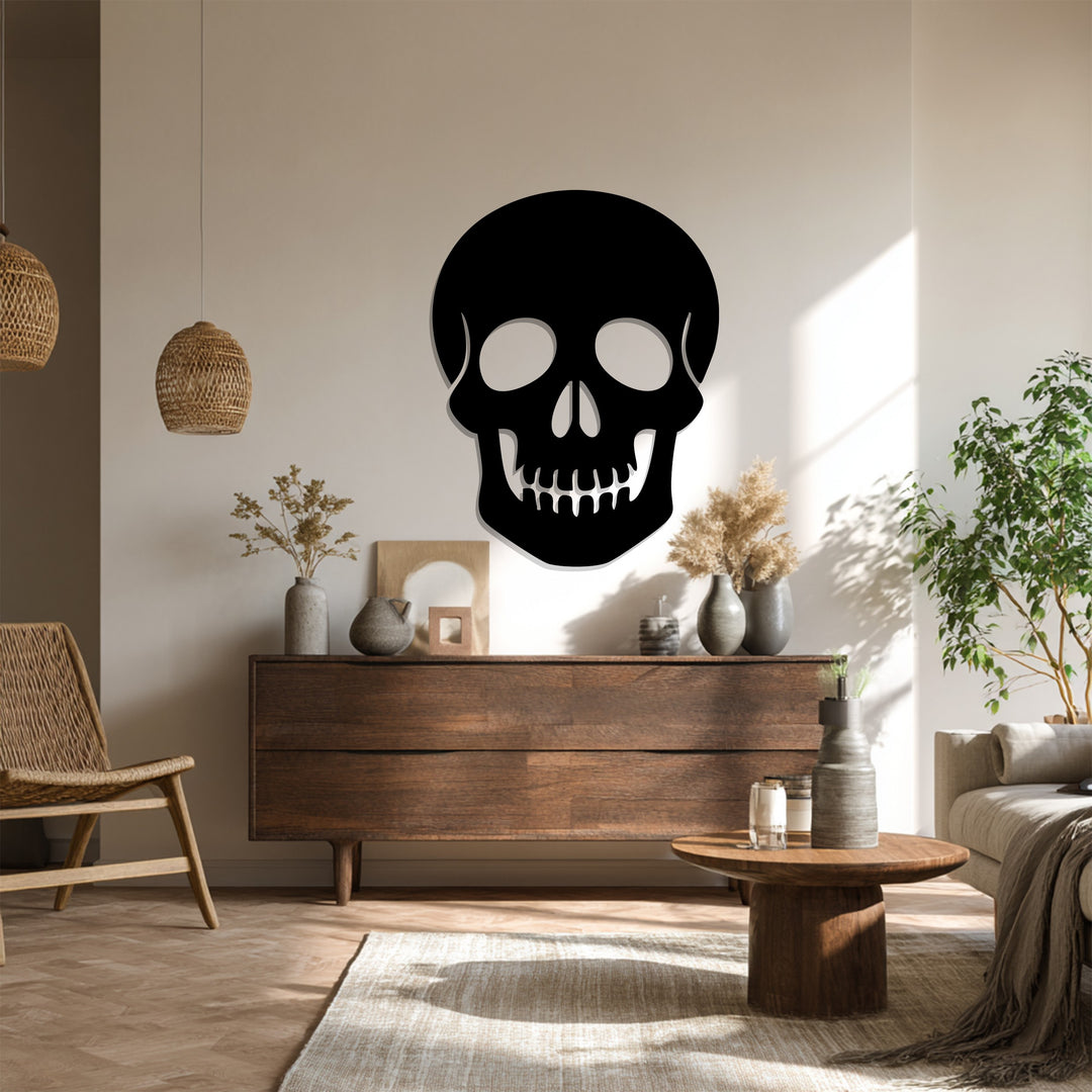 Skull mirror metal wall art perfect for haunted home design