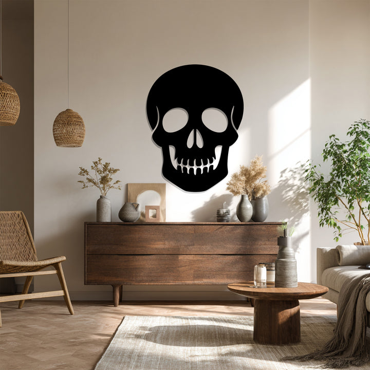Skull mirror metal wall art perfect for haunted home design