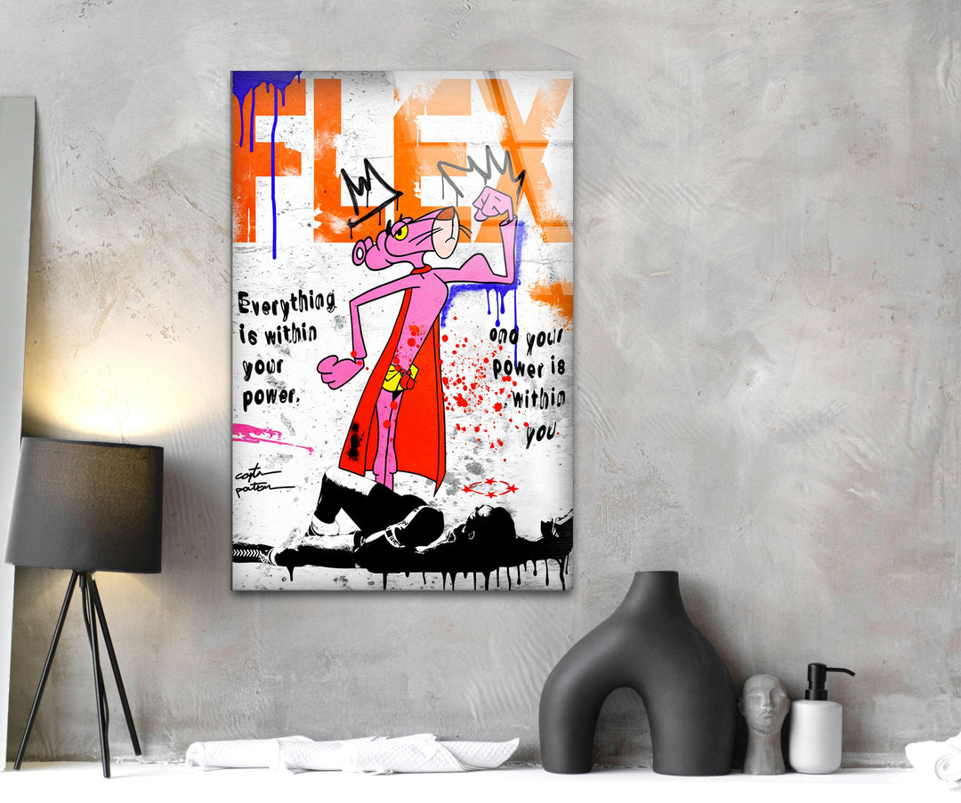 Hero Panther Glass Wall Art picture on glass wall art, photos printed on glass
