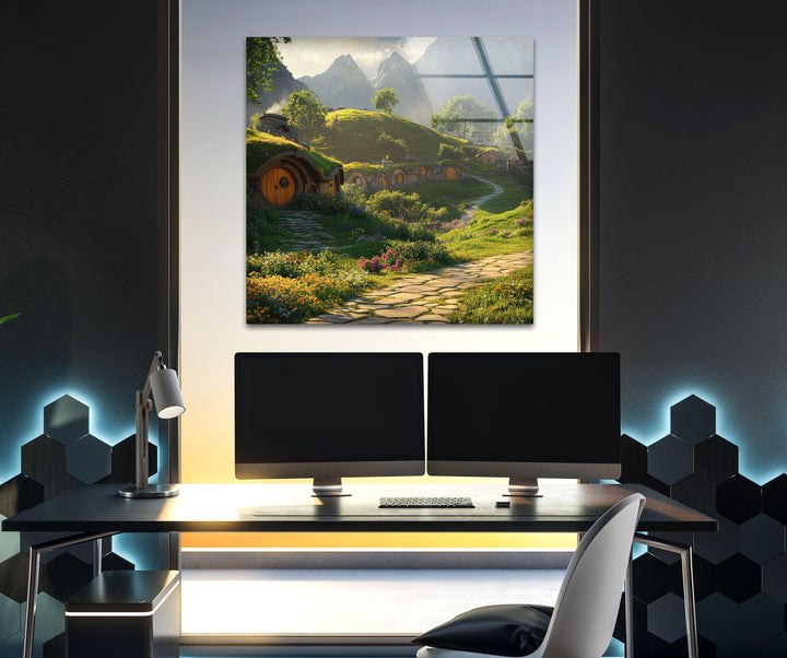 Hobbit Village Glass Wall Art photo print on glass, prints on glass wall art
