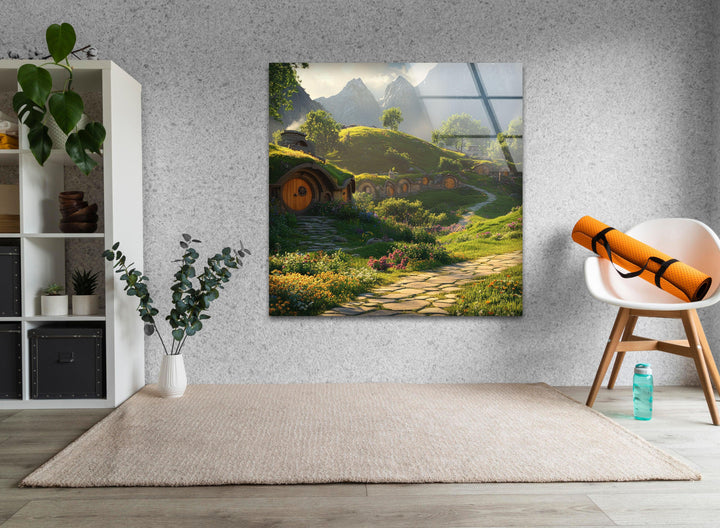 Hobbit Village Glass Wall Art custom glass pictures, glass art prints
