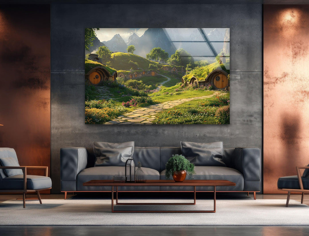 Hobbit Village Glass Wall Art custom glass photo prints, large glass prints
