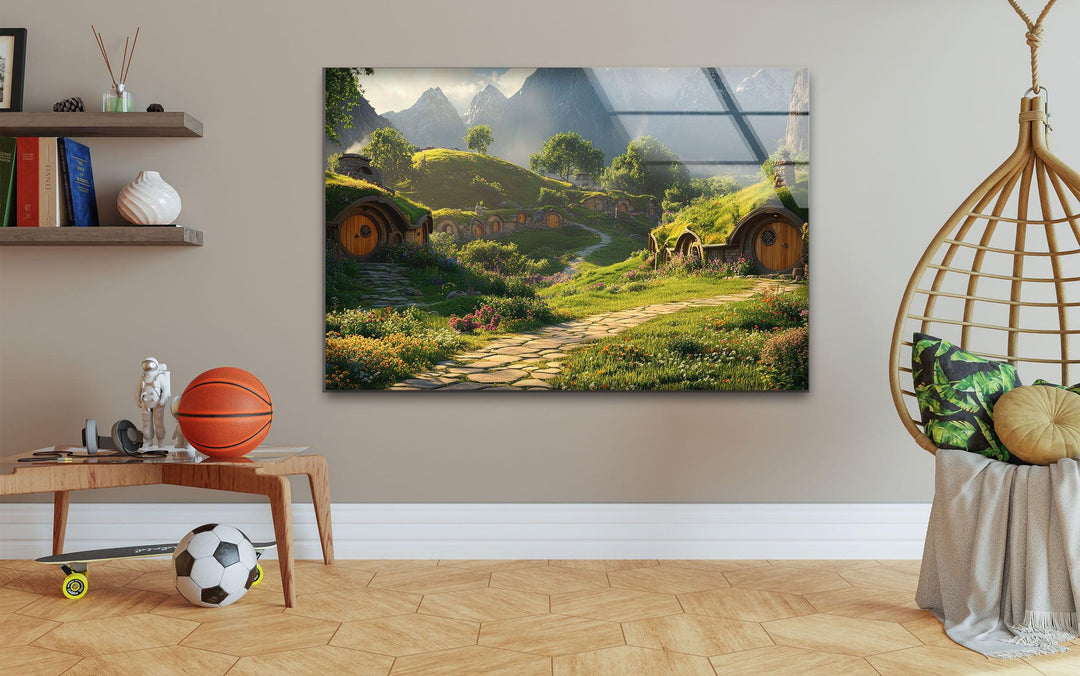 Hobbit Village Glass Wall Art print on glass, glass printed photos
