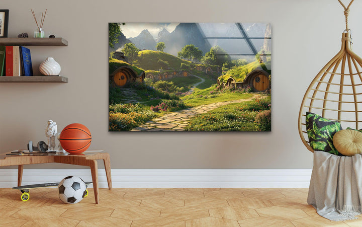 Hobbit Village Glass Wall Art print on glass, glass printed photos
