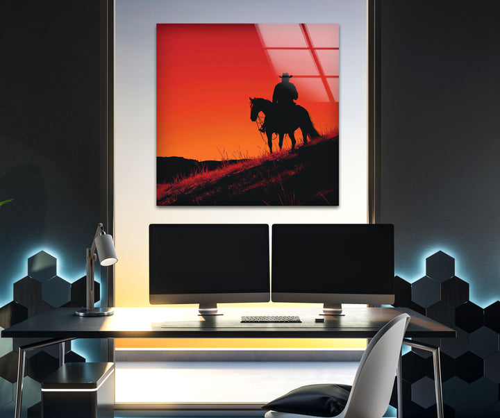 Red Dead Redemption Horse Rider Glass Wall Art large glass photo prints, glass wall photos
