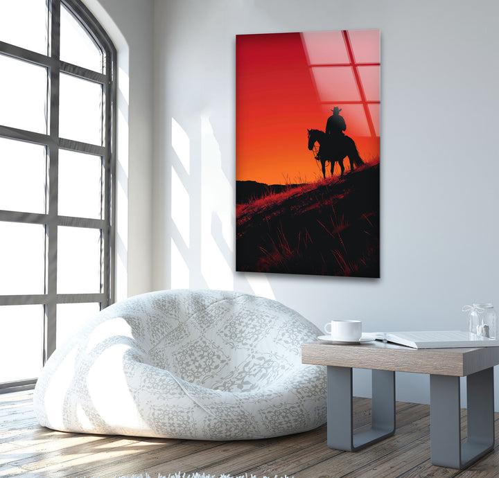 Red Dead Redemption Horse Rider Glass Wall Art glass wall decor, glass wall art decor
