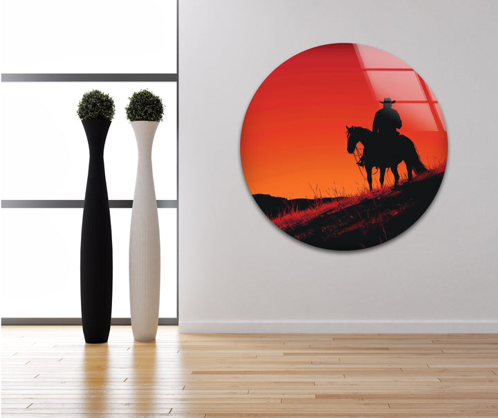 Red Dead Redemption Horse Rider Glass Wall Art stained glass wall art, stained glass wall decor
