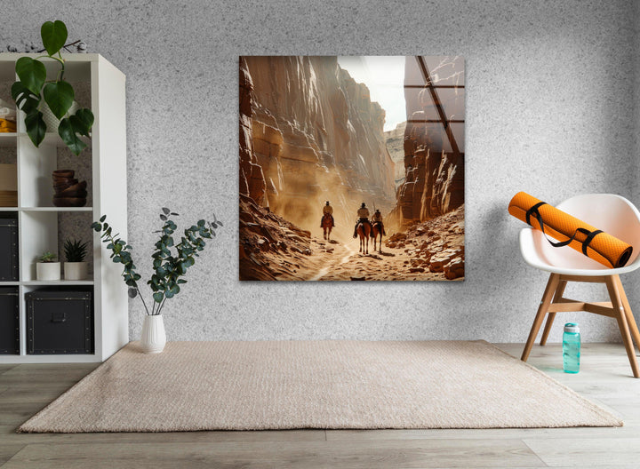 Horseback Riders Glass Wall Art print picture on glass, Tempered Glass Wall Art
