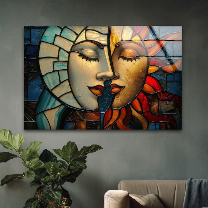 Zwei Gemälde Frau Glas Wandkunst