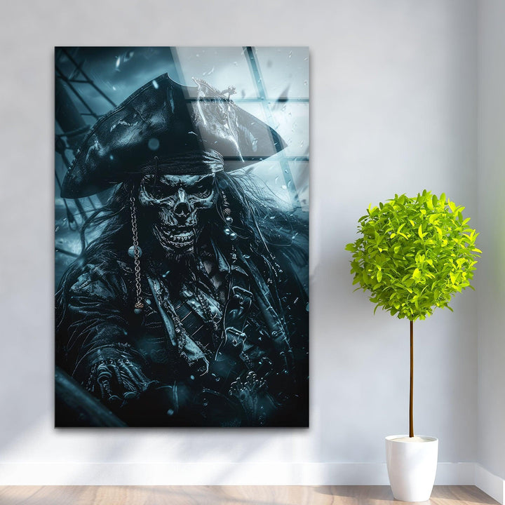 Skeleton Captain Jack Sparrow Glass Wall Art, large glass photo prints, glass wall photos