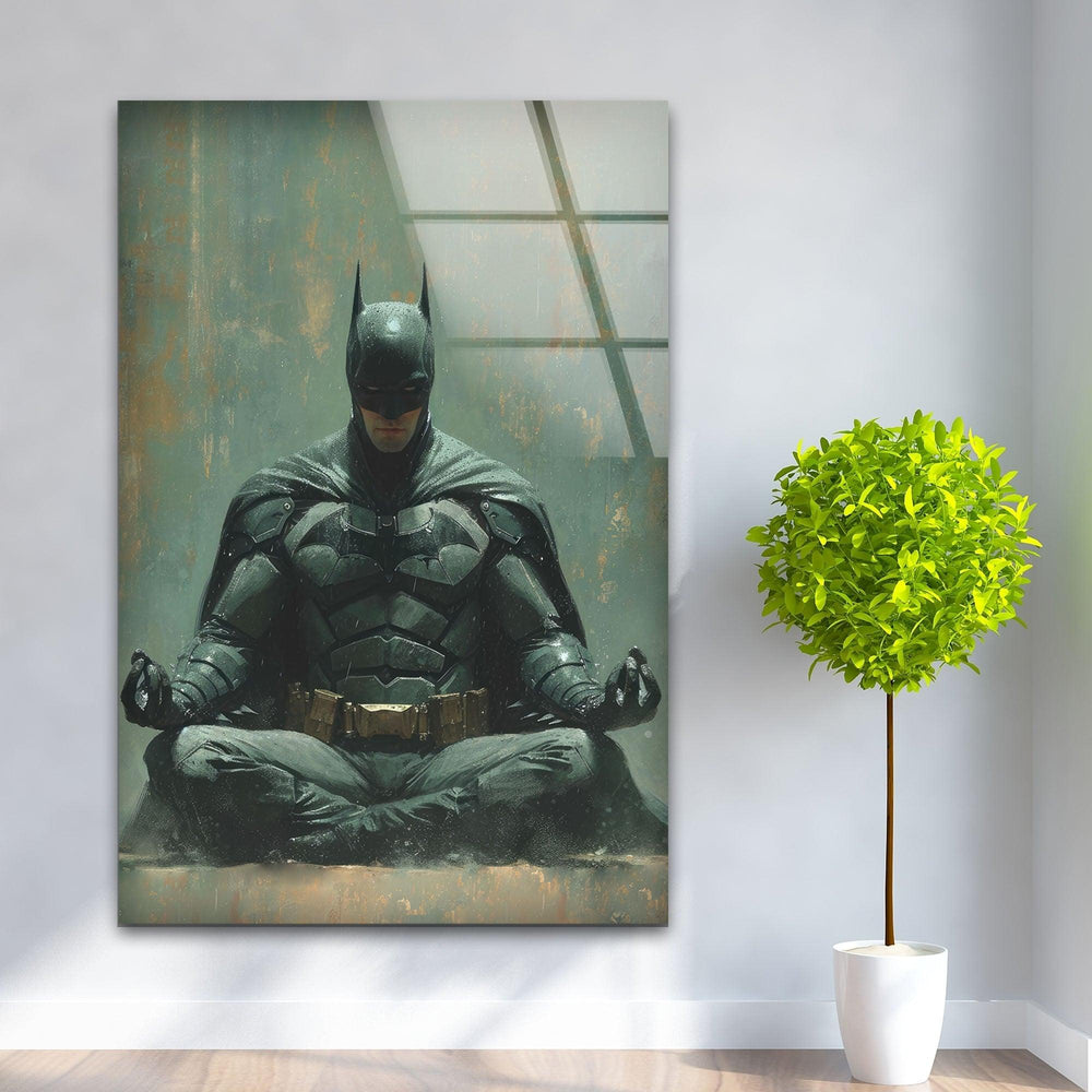 Yoga Master Batman Glass Wall Art,   glass wall decor, glass wall art decor