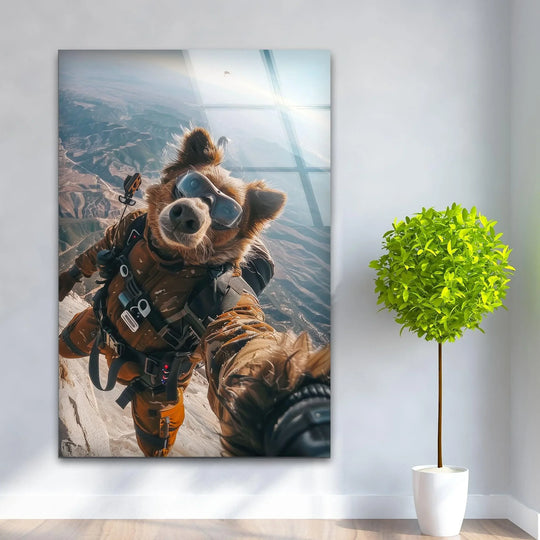 Cool bear glass wall art made with high-quality home decoration, featuring crisp details and vibrant colors for an adventurous statement.