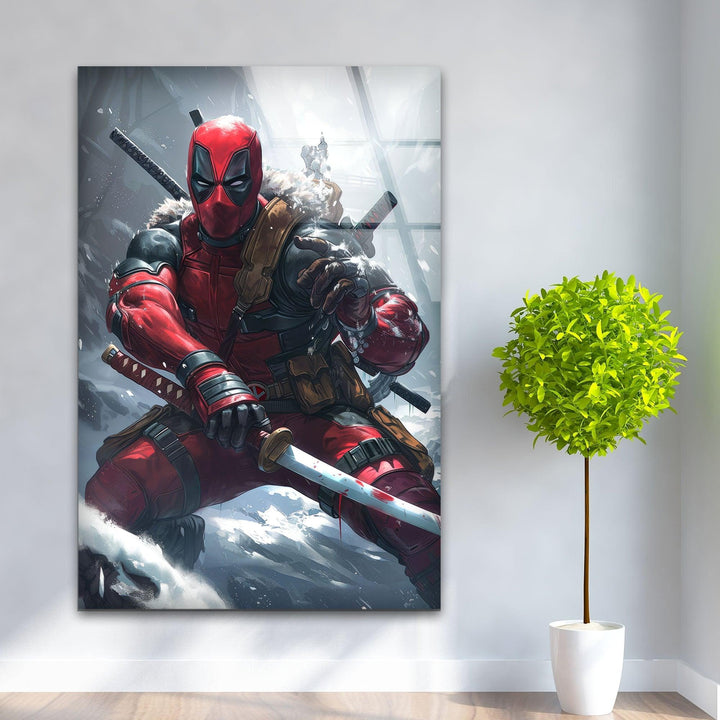 Deadpool Snow Glass Wall Art stained glass wall art, stained glass wall decor
