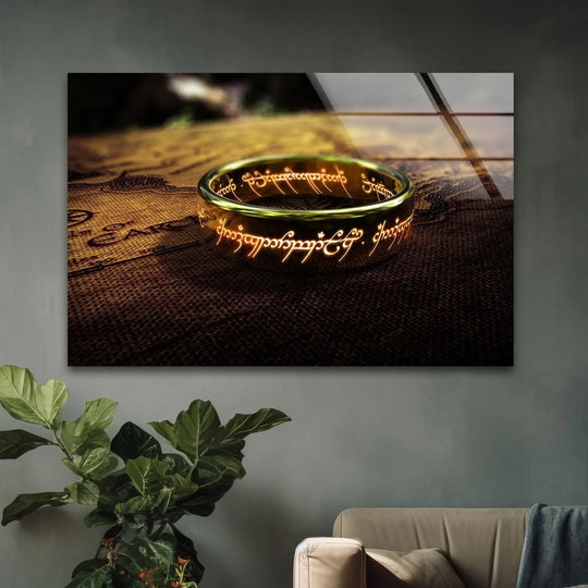 Golden Fantasy Ring Glass Wall Art glass pictures for Wall, glass prints wall art
