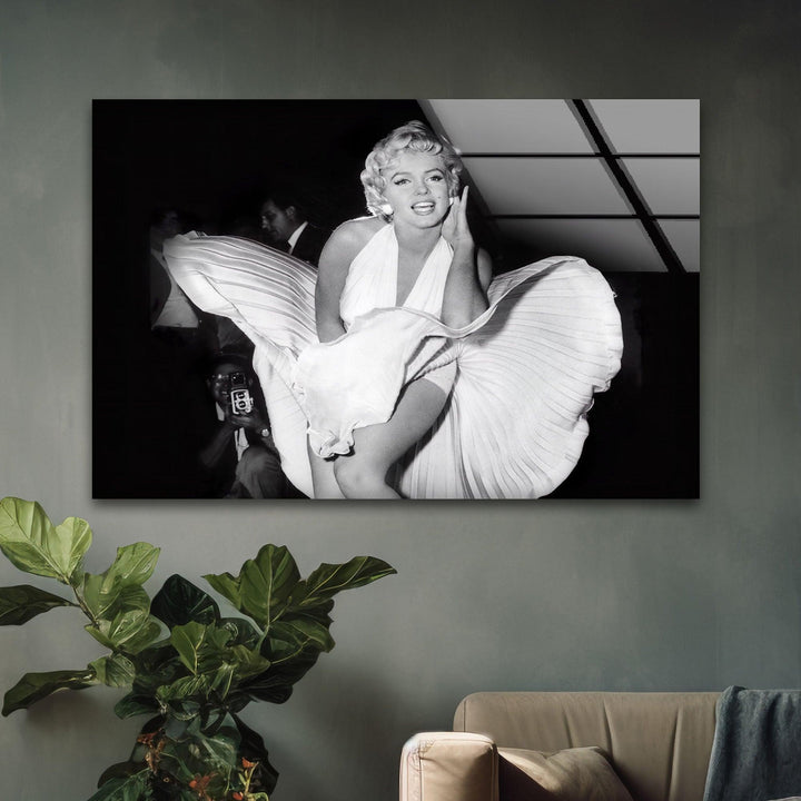 Marilyn Monroe White & Black Glass Wall Art Glass Printing Wall Art, Print photos on glass
