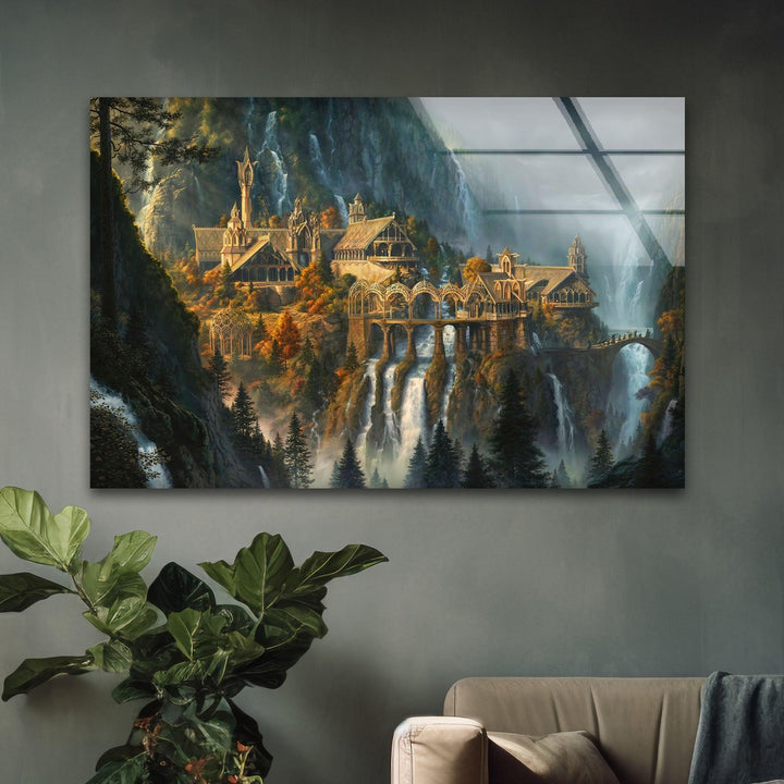 Lord Of The Rings Rivendell Stunning Glass Wall Art for Home Decor