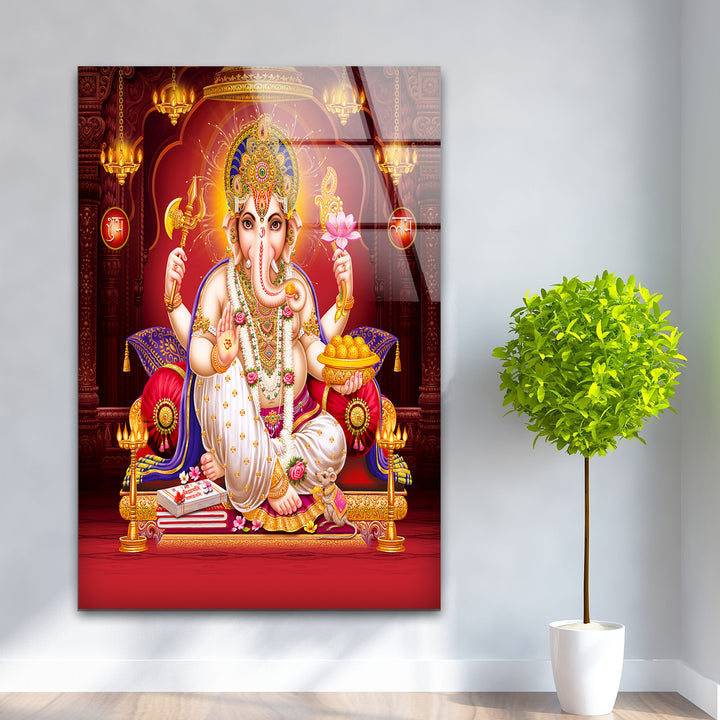 Lord Ganesha Art Glass Wall Art photo print on glass, prints on glass wall art
